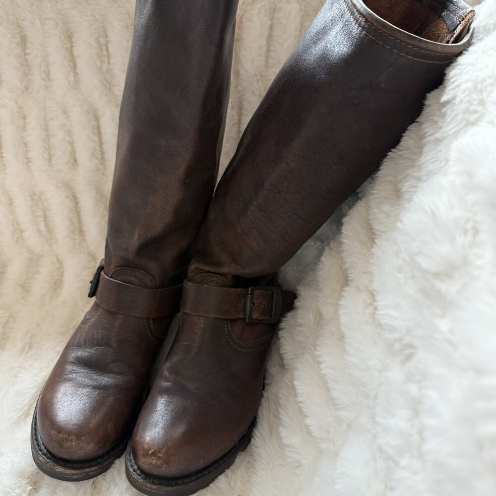 Frye Veronica Tall Slouch Boots, Size 6, Brown